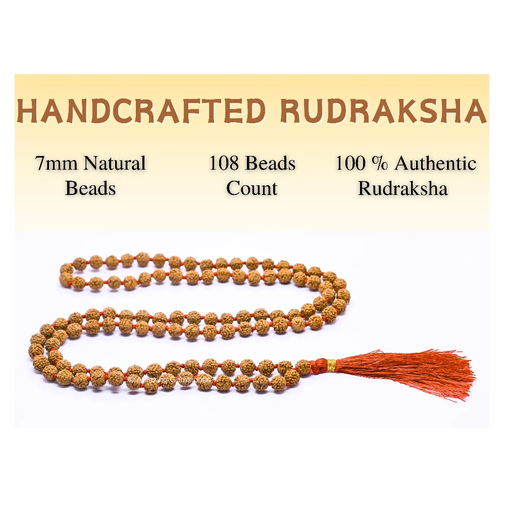 7mm Rudraksha Mala (Hand Knotted)