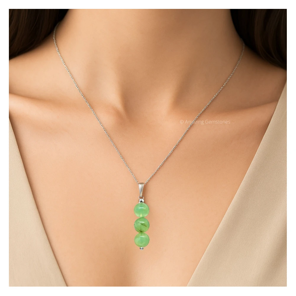 Prehnite Bead Pendant (Silver)