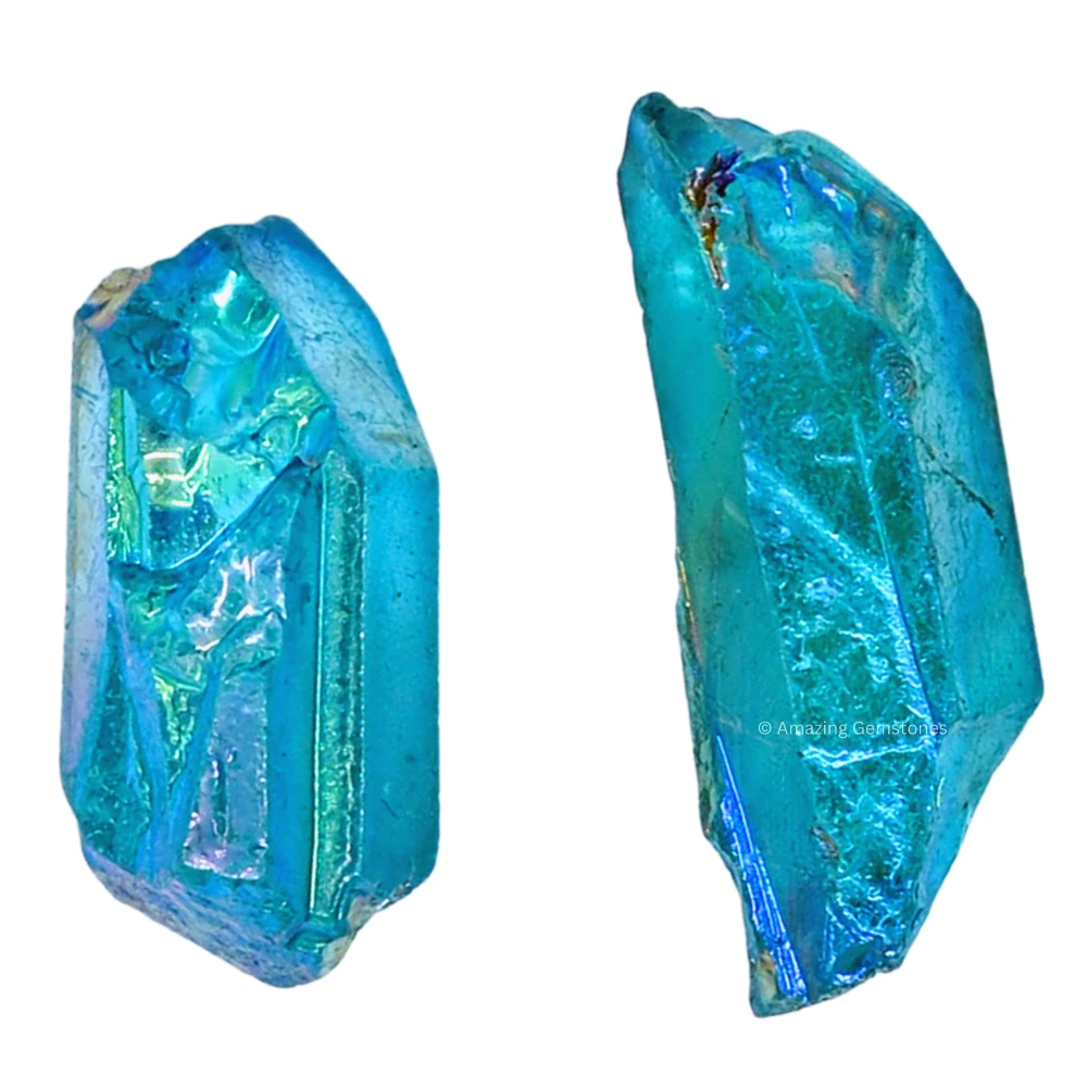 Aqua Aura Quartz Raw Crystal Points