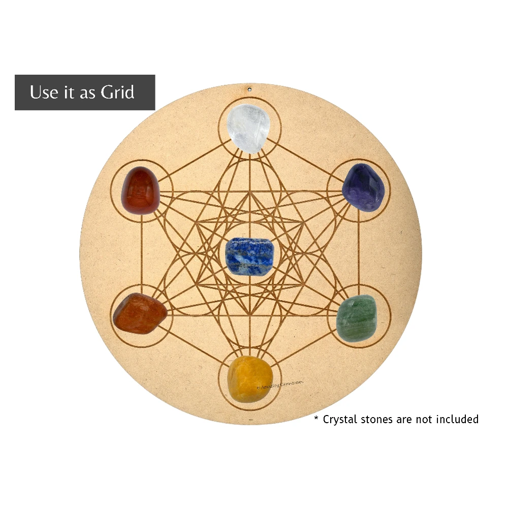 Wooden Crystal Grid Sacred Geometry - Metatron Cube (6 Inch)