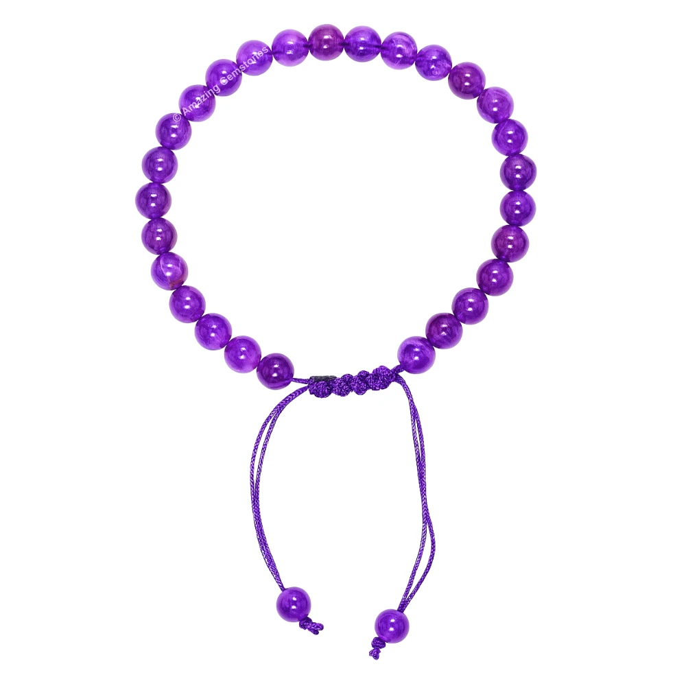 Amethyst Healing Crystal Bracelets - 6mm Beads (Adjustable)