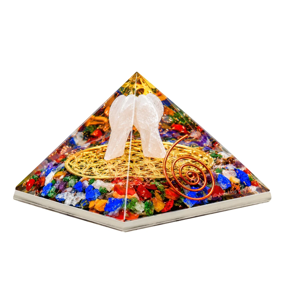 7 Chakra Orgone Pyramid - Angel Glow in Dark