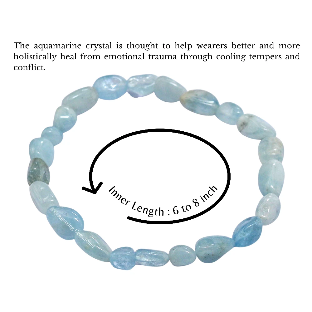 Aquamarine Tumbled Stone Bracelet (Stretchable)