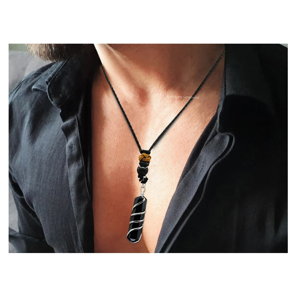 Shungite Necklace - Spiral Pencil