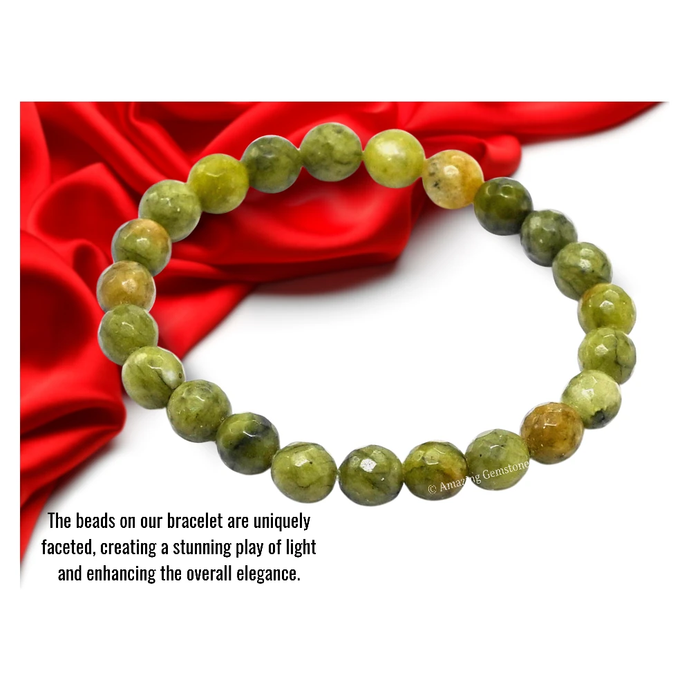 Green Jade Bracelet (Faceted) (Stretchable)