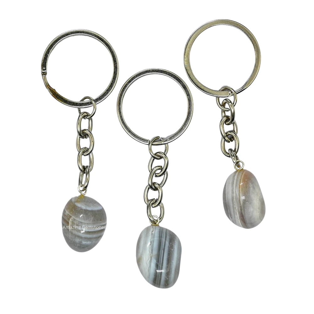 Lace Agate Keychain Keys Holder (Tumble)