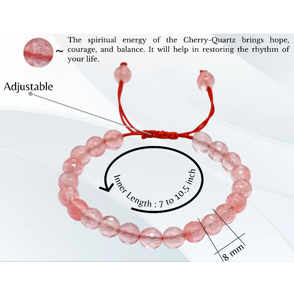 Cherry Quartz Bracelet (Faceted-Adjustable)