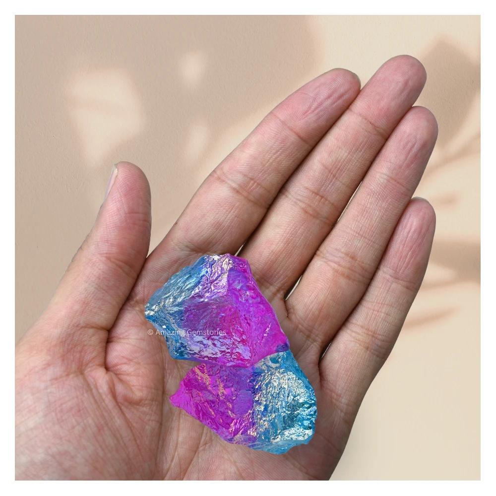 Rose-Aqua Aura Quartz Raw Crystals (1 LB)
