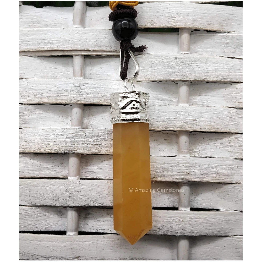 Yellow Aventurine Necklace - Pencil Point (Silver)