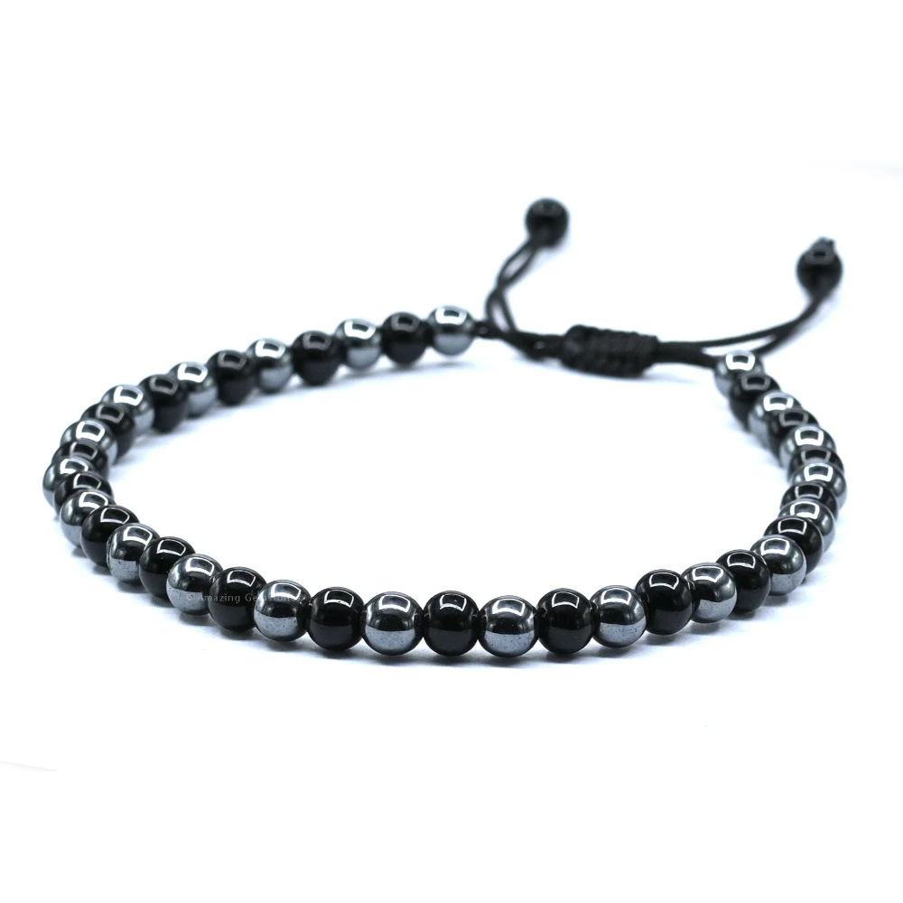 Black Obsidian Hematite Anklet (Without Knot)