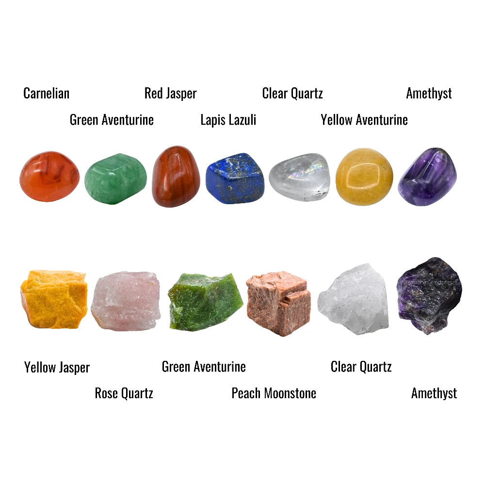 7 Chakra Tumbled and Raw Stone (13 Pcs)