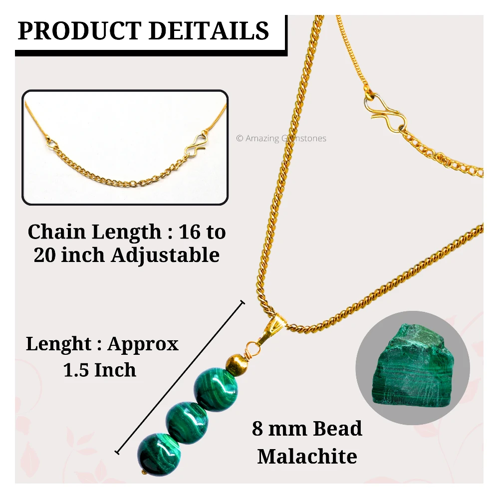 Malachite Bead Pendant (Gold)