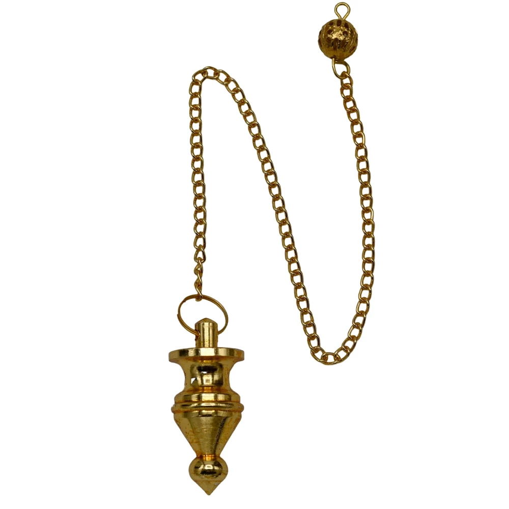 Copper Metal Pendulum - Gold Pointed Cone with Ring Plate (MP11)