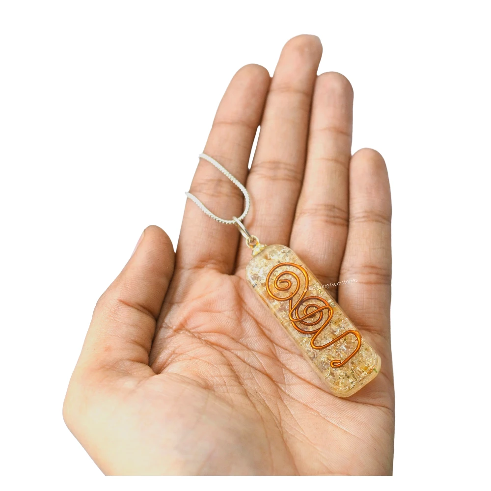 Citrine Crystal Orgone Pendant - Rectangle