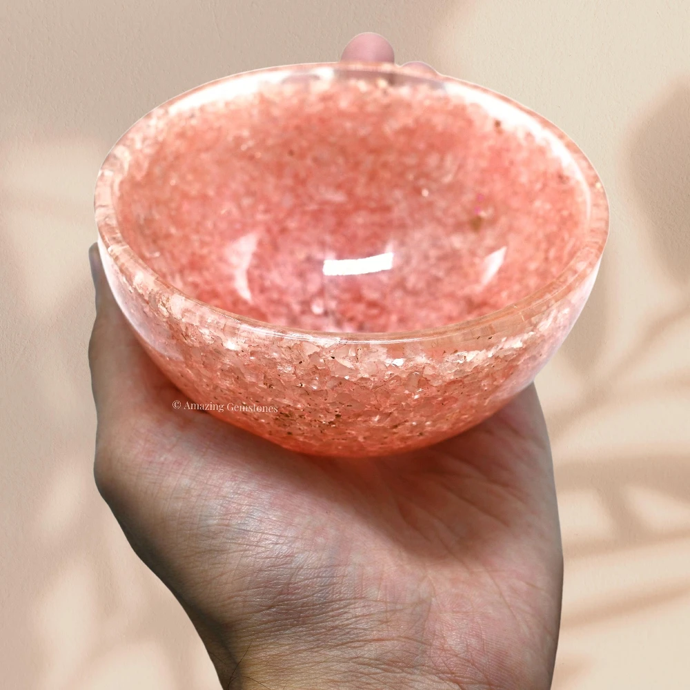 Rose Quartz Crystal Orgone Bowl (4 Inch)