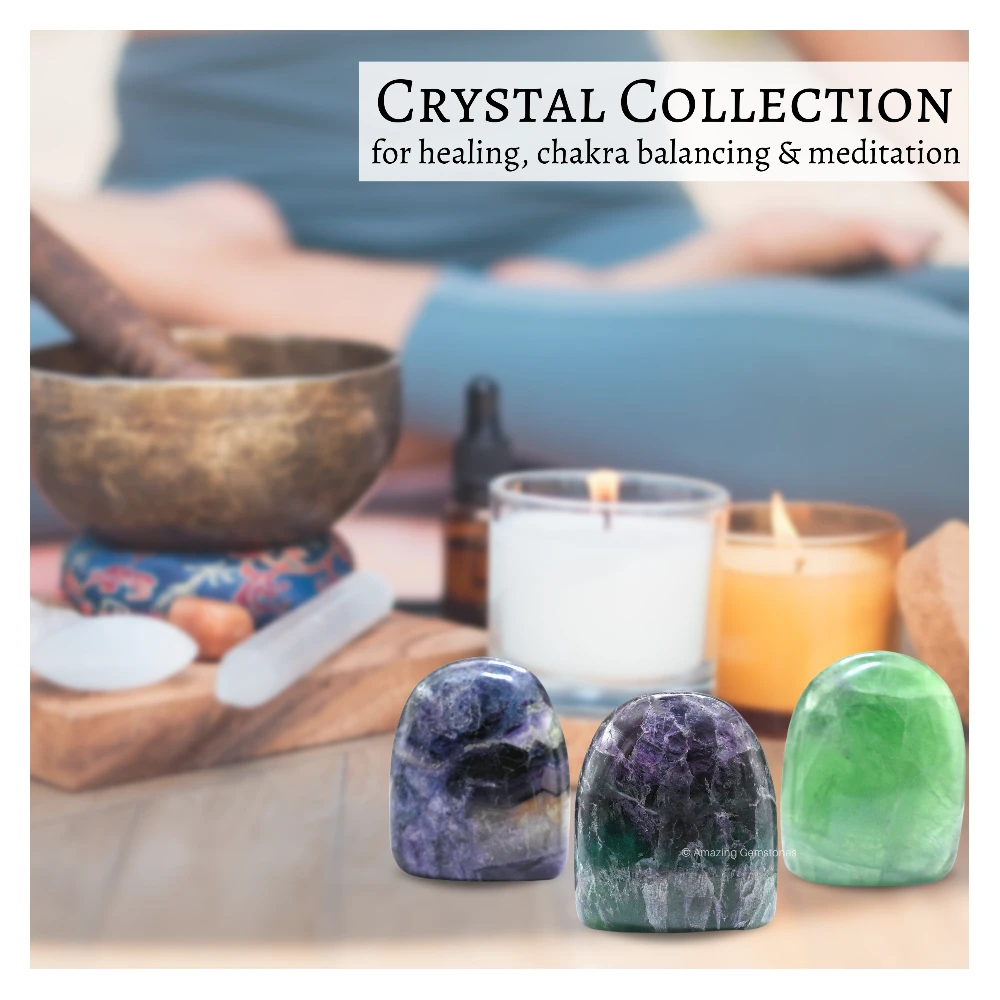 Multi Fluorite Standing Palm Stone (Large)