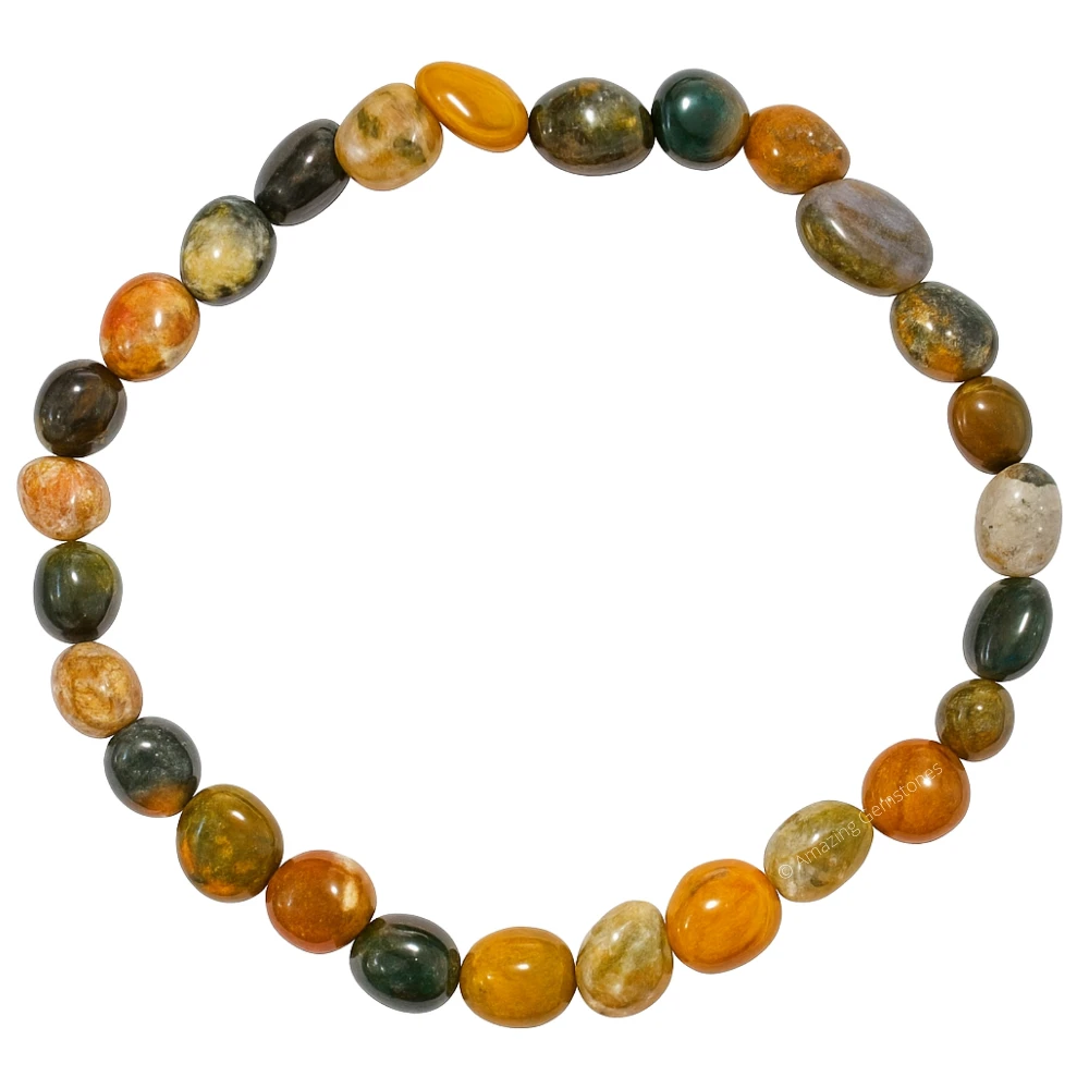 Fancy Jasper Tumbled Stone Bracelet (Stretchable)