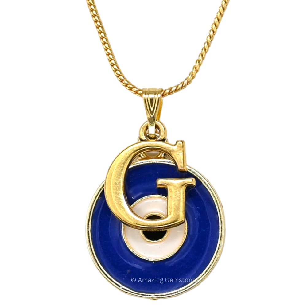 Evil Eye Pendant Necklace with G Initial