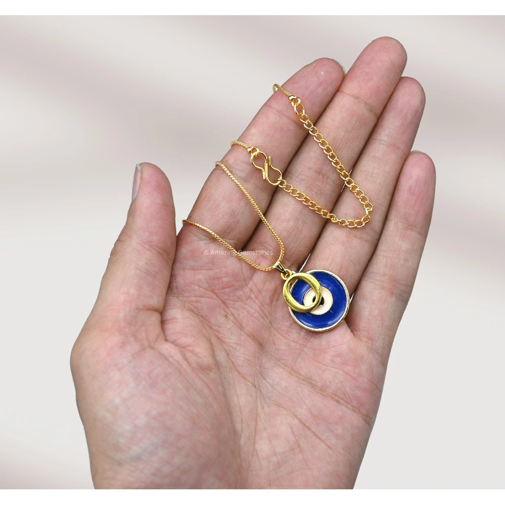 Evil Eye Pendant Necklace with O Initial