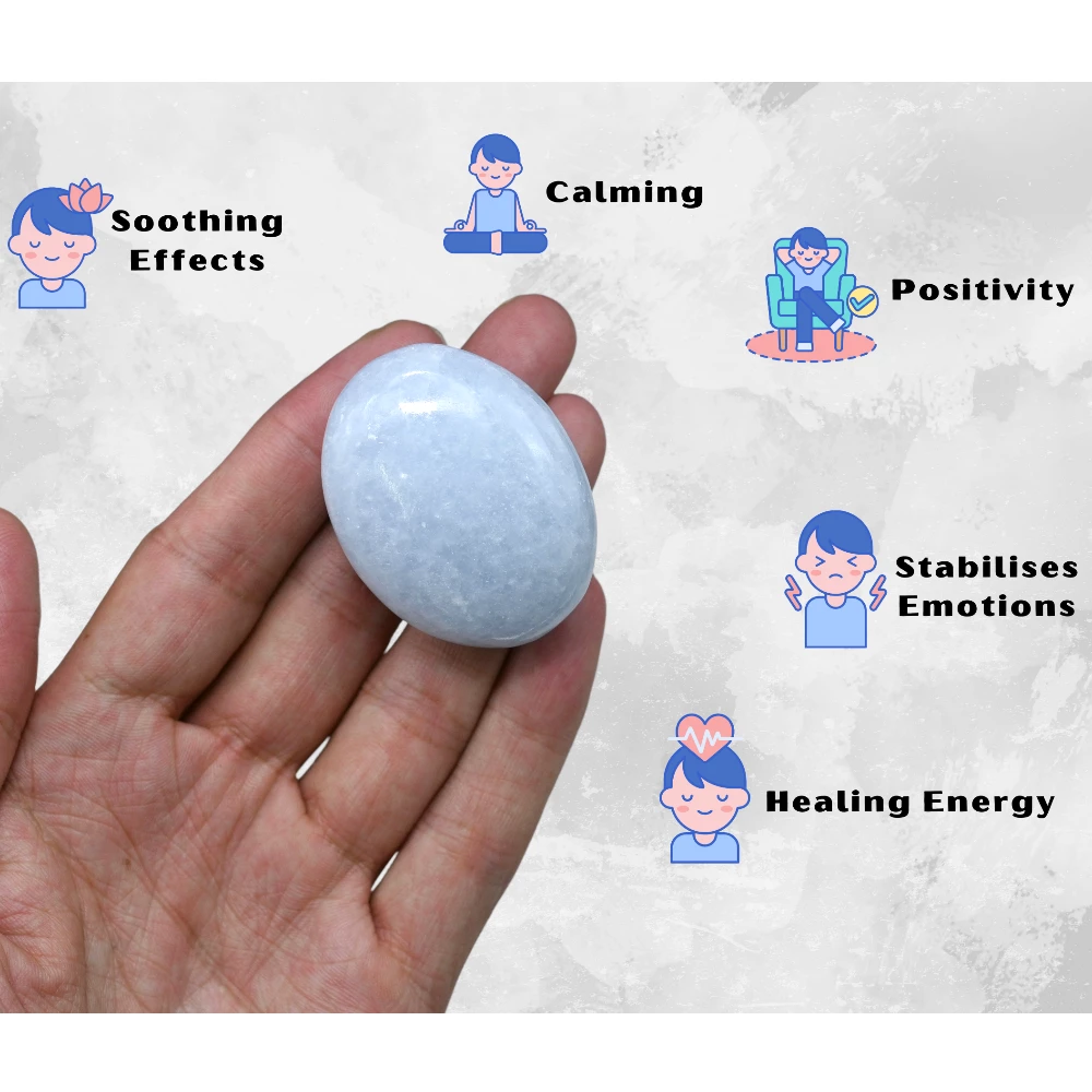 Blue Calcite Celestite Palm Stone