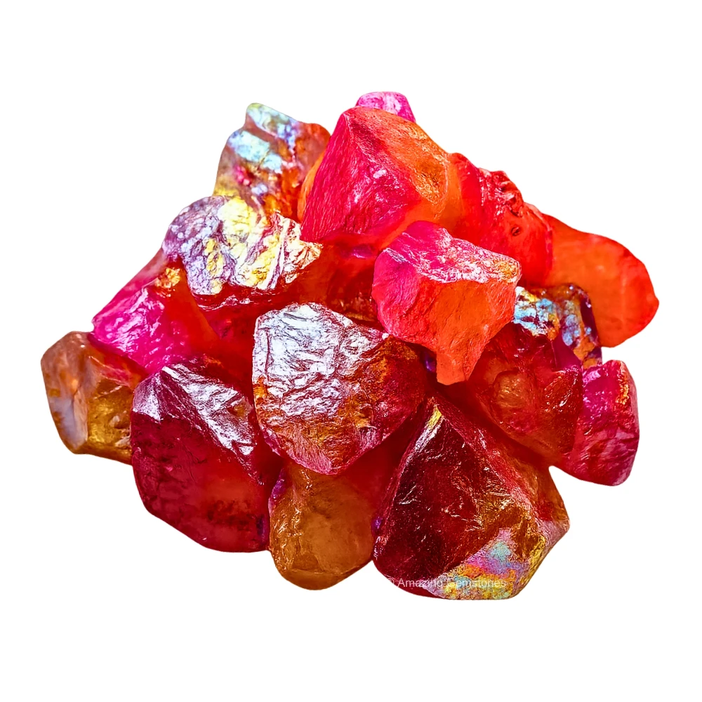 Tangerine-Ruby Aura Quartz Raw Crystals (1 LB)