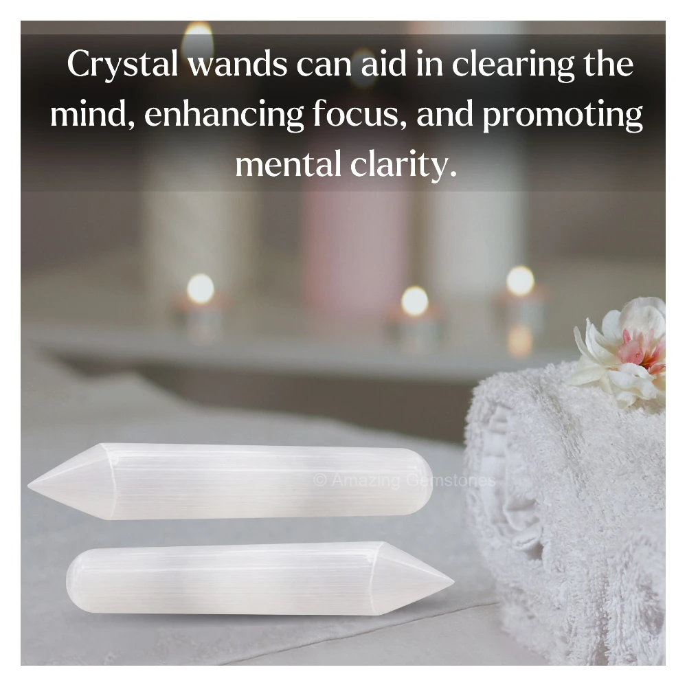 Large Selenite Wand (Faceted)