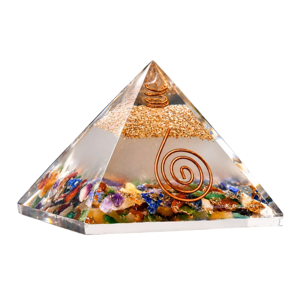 Mix Chakra Orgone Pyramid - Glow in Dark