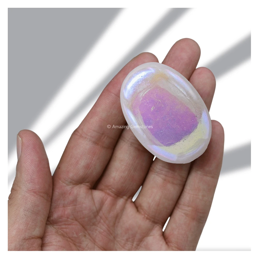 Angel Aura Quartz Palm Stone