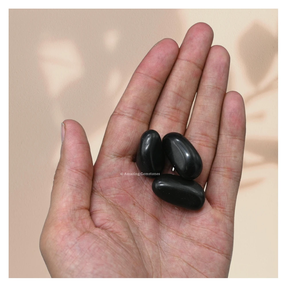 Tumbled Black Agate Crystals Stones (1 oz)