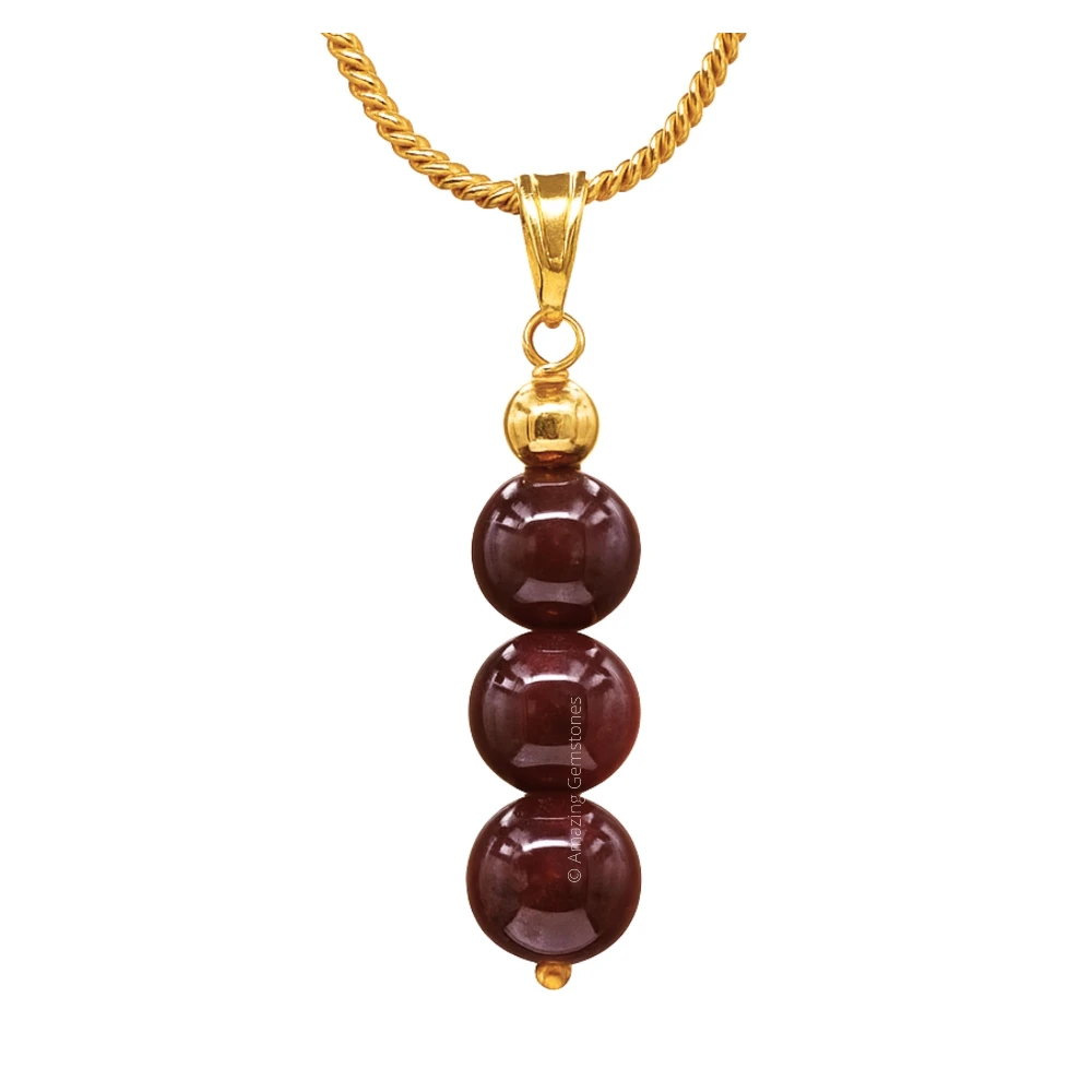 Garnet Bead Pendant (Gold)