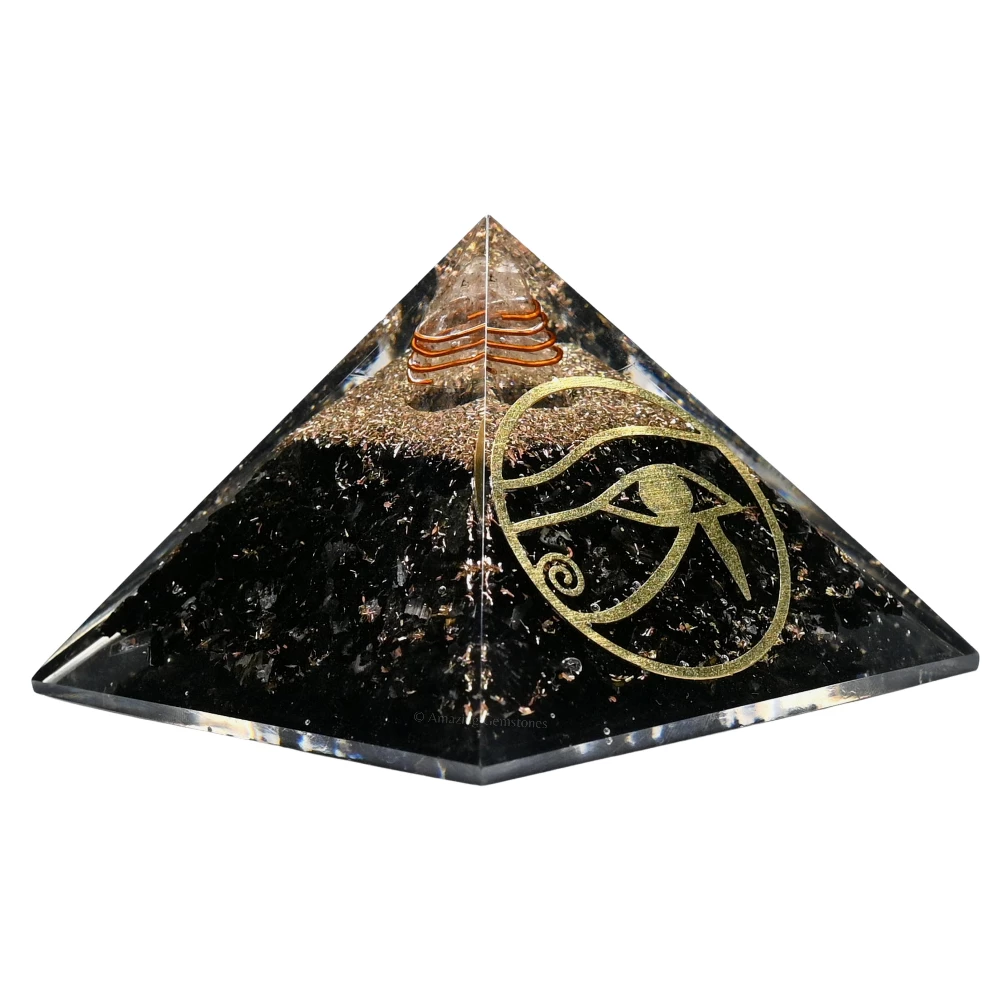 Black Tourmaline Orgone Pyramid - Eye of Ra