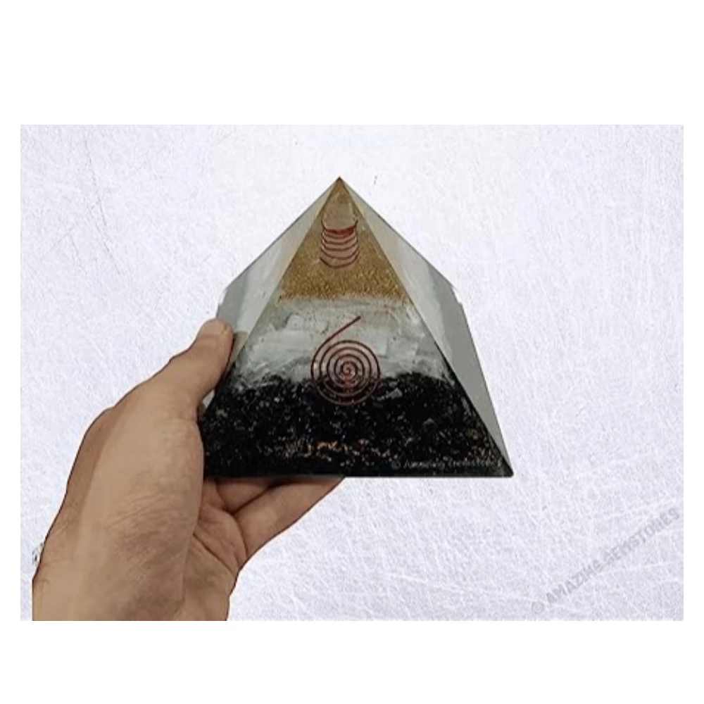 Black Tourmaline Selenite Orgone Pyramid (Extra Large)