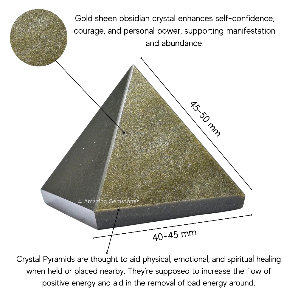 Gold Sheen Obsidian Pyramid (2 Inch)