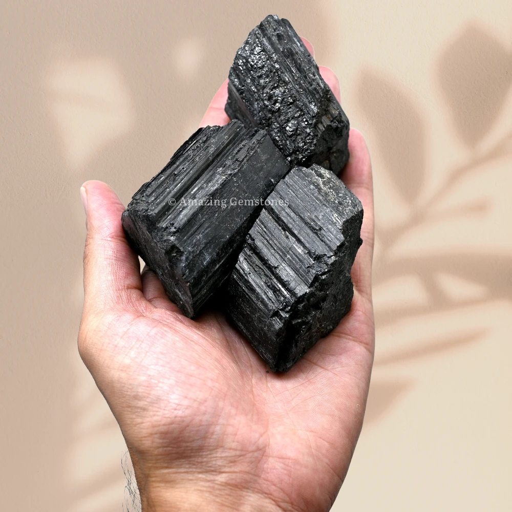 Black Tourmaline Rough Raw Crystal (1 LB Medium)