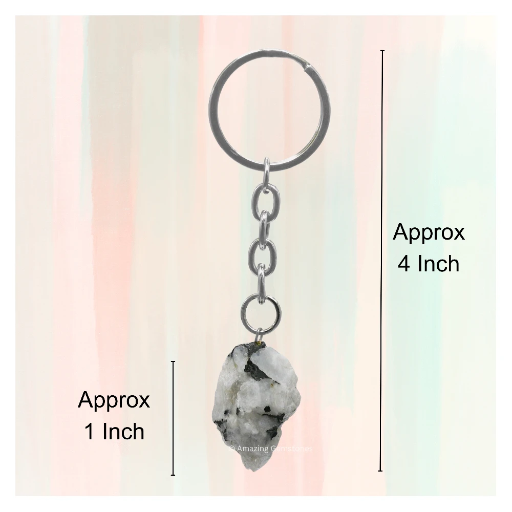 Rainbow Moonstone Keychain Keys Holder (Raw)