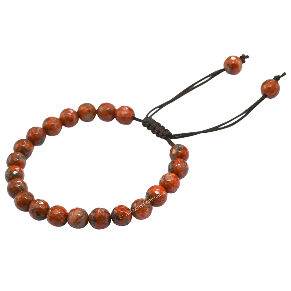 Red Black Jasper Bracelet (Faceted-Adjustable)