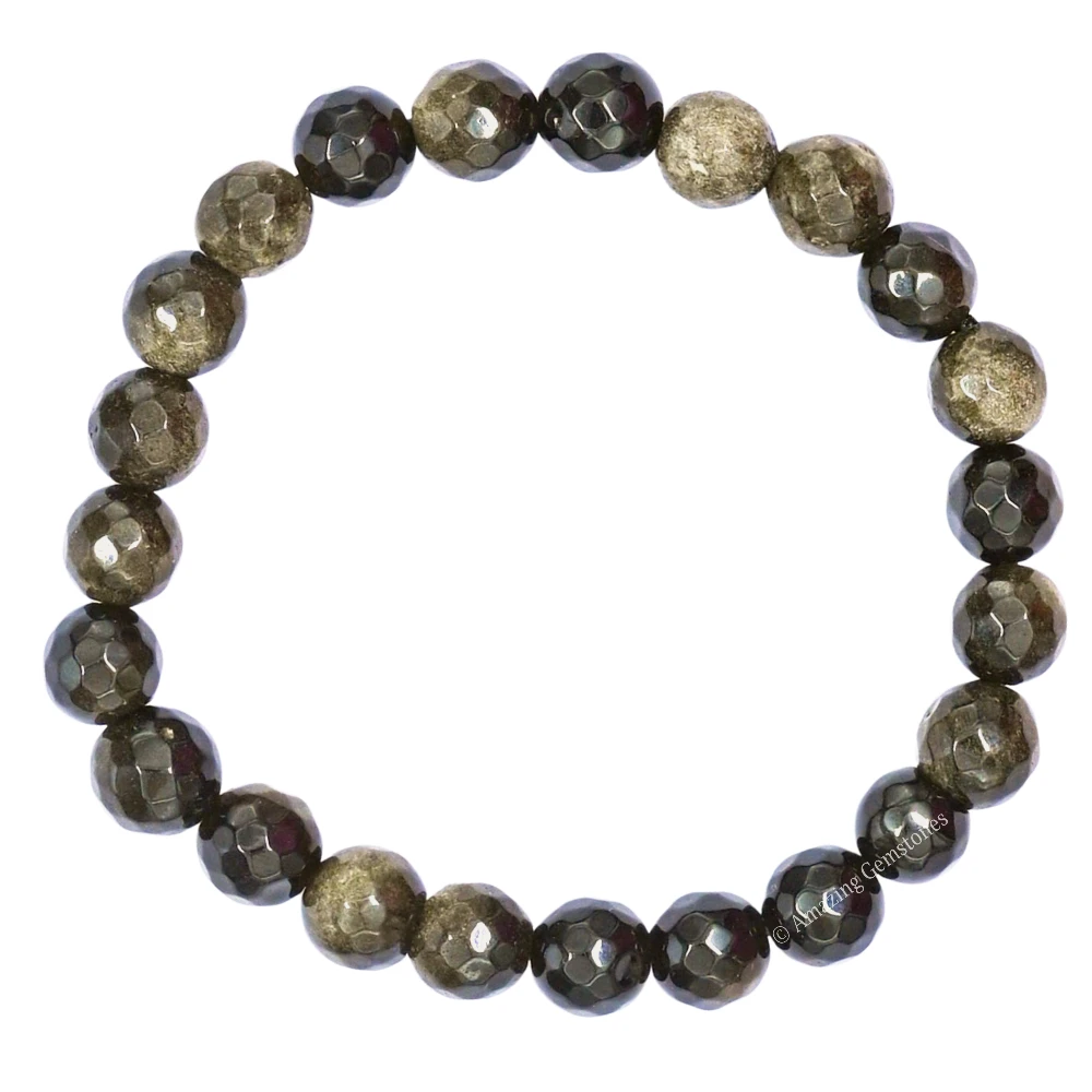 Golden Sheen Obsidian Bracelet (Faceted-Stretchable)