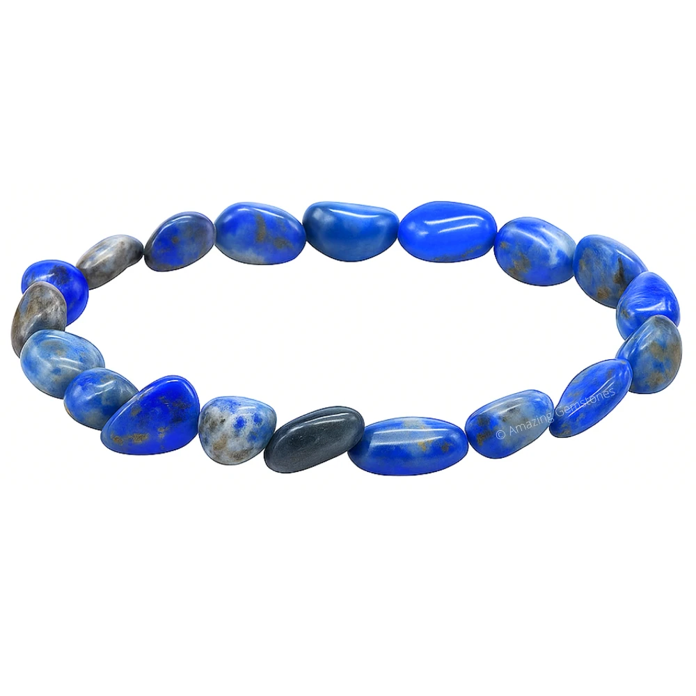 Lapis Lazuli Tumbled Stone Bracelet (Stretchable)