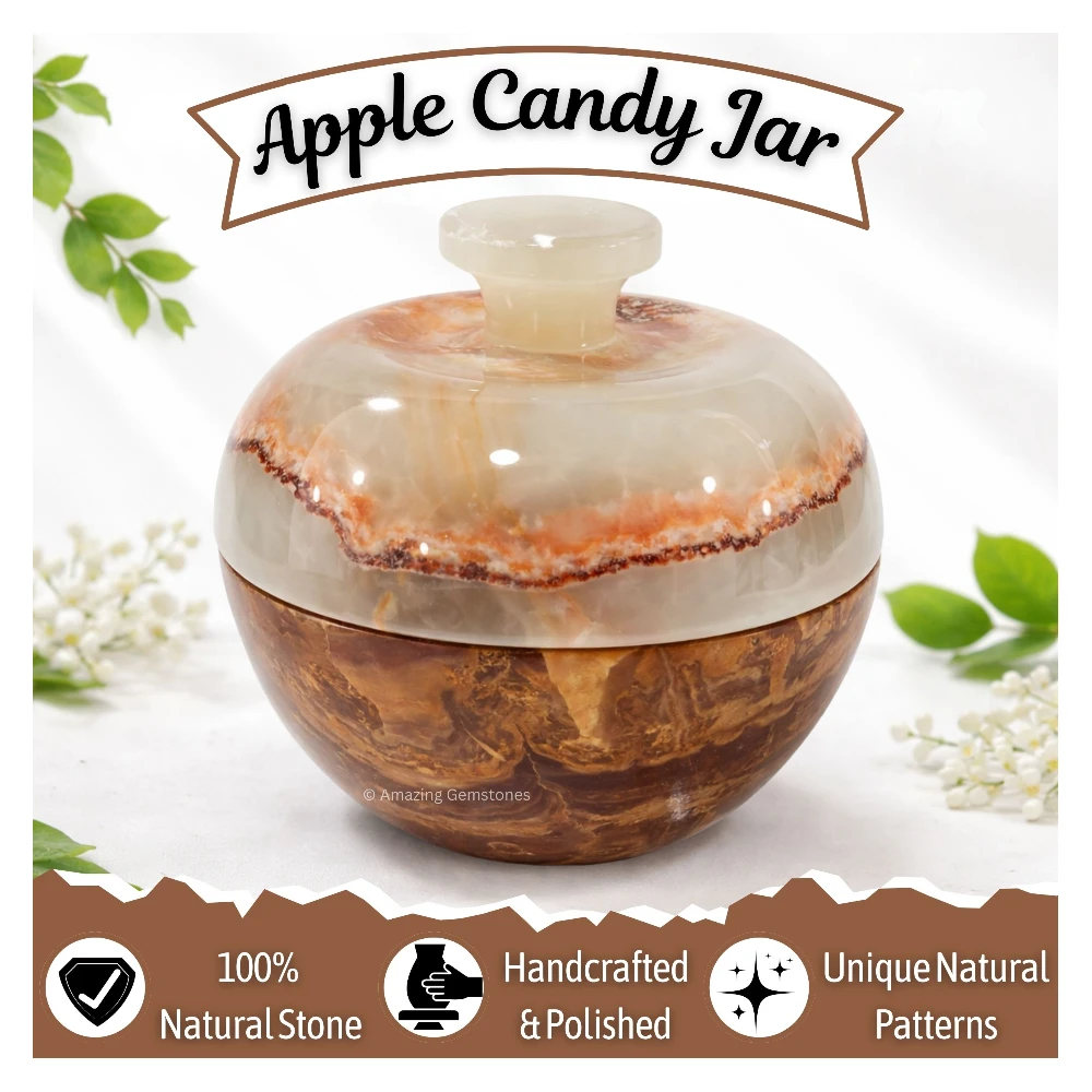 Green Onyx Candy Jar Apple Shape