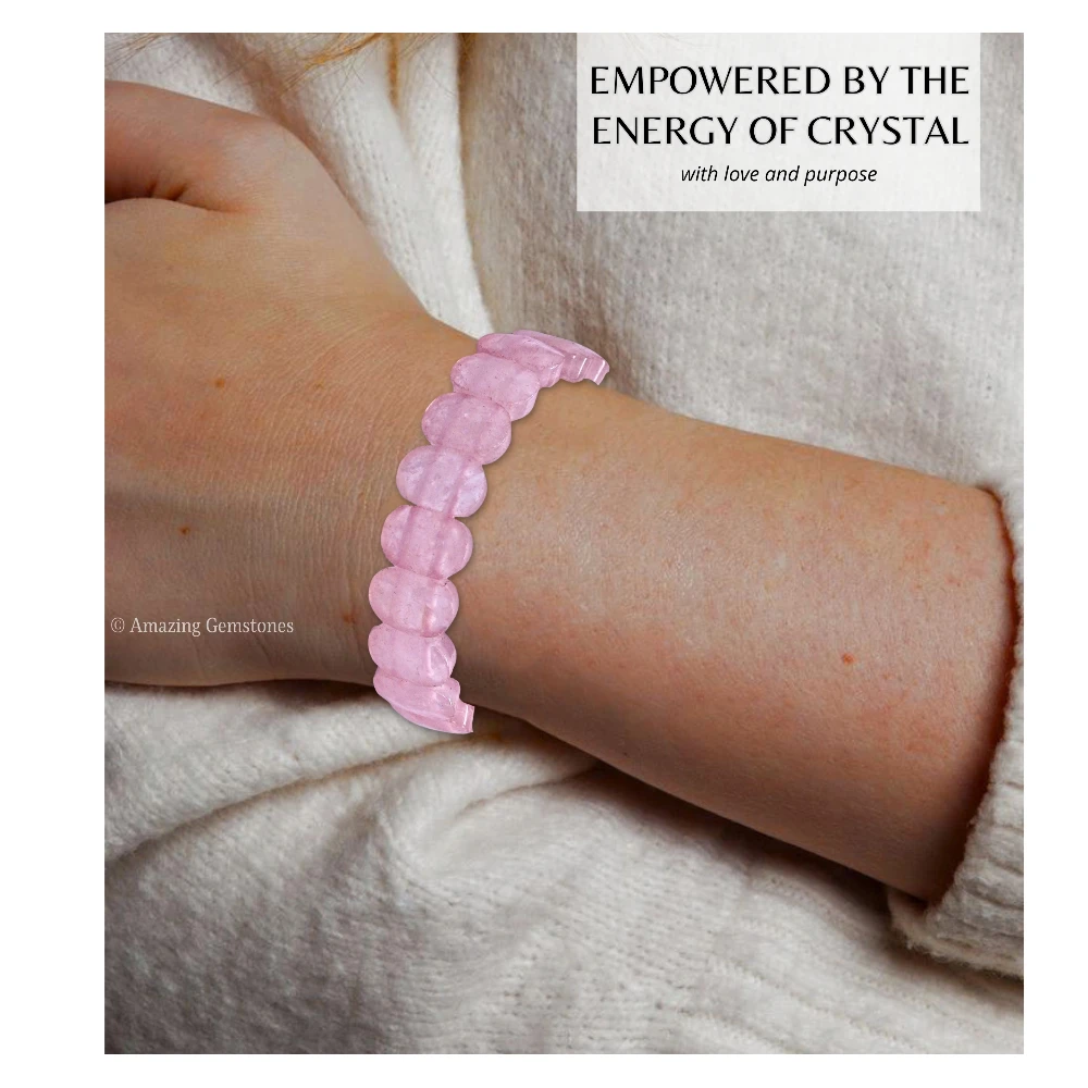 Rose Quartz Faceted Bracelet - Oval Stone