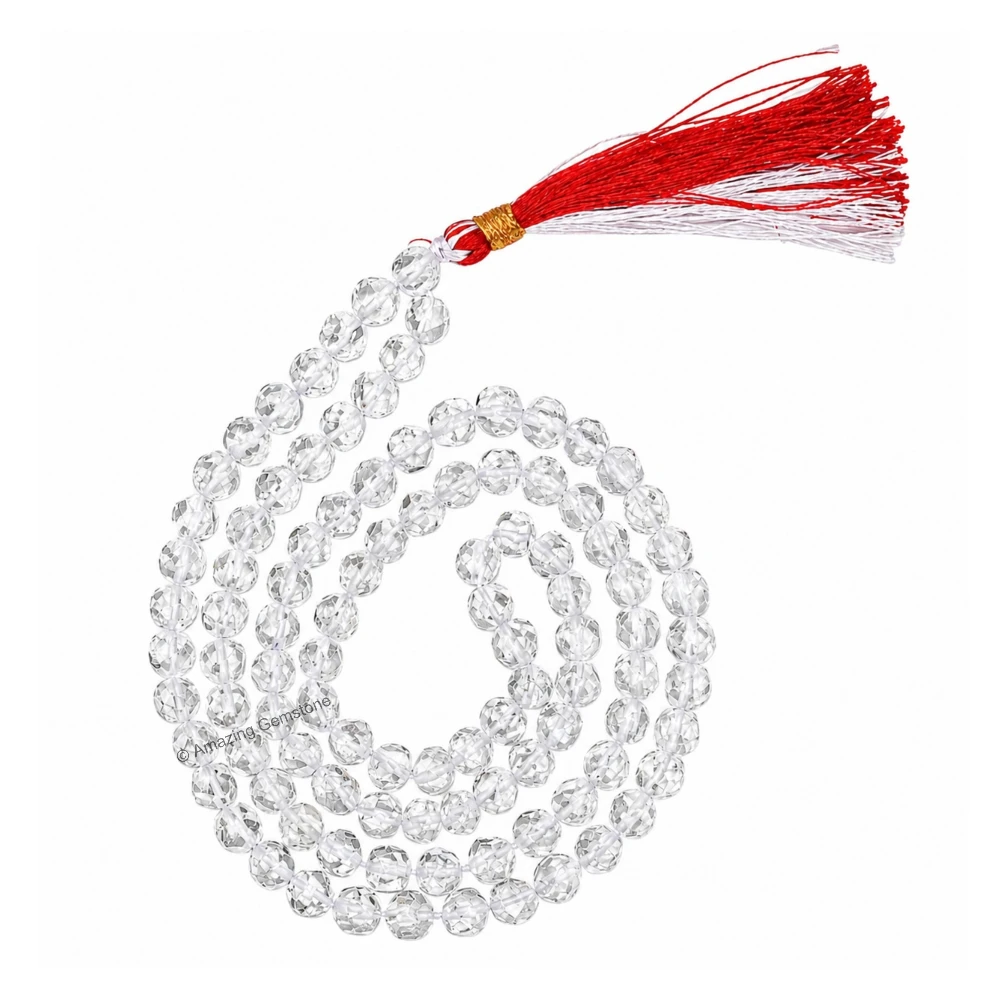 Sphatik Mala - Box Cut 6mm Beads (Without Knot)