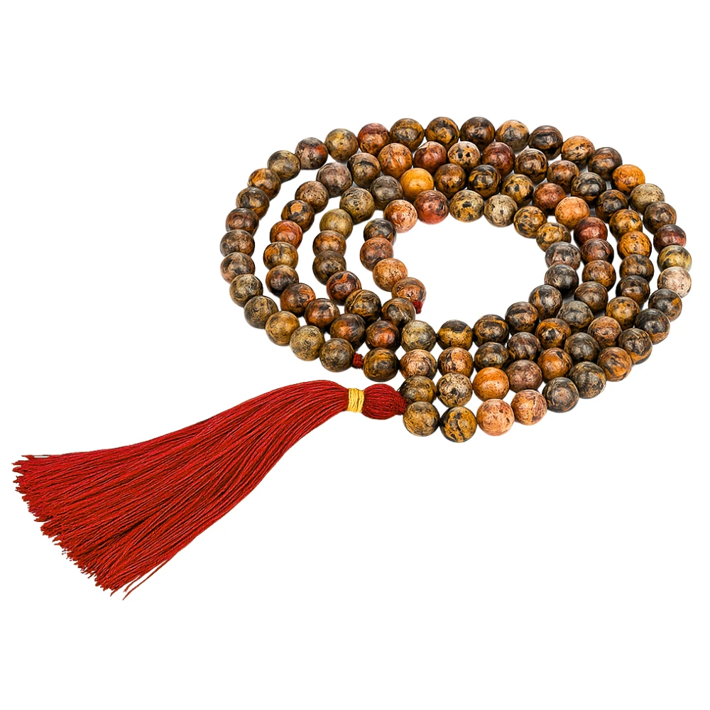 Leopard Jasper Mala (Without Knot)