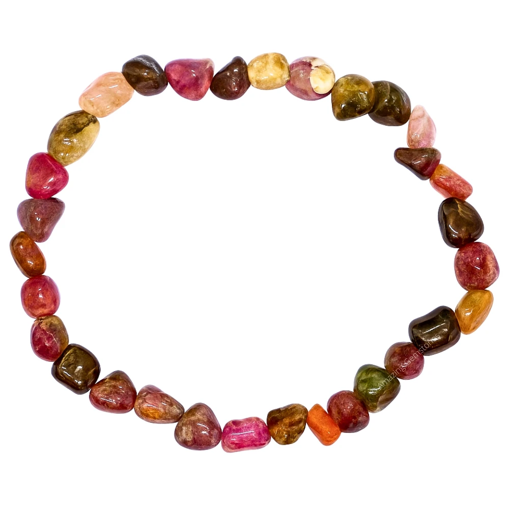 Multi Tourmaline Tumbled Stone Bracelet (Stretchable)
