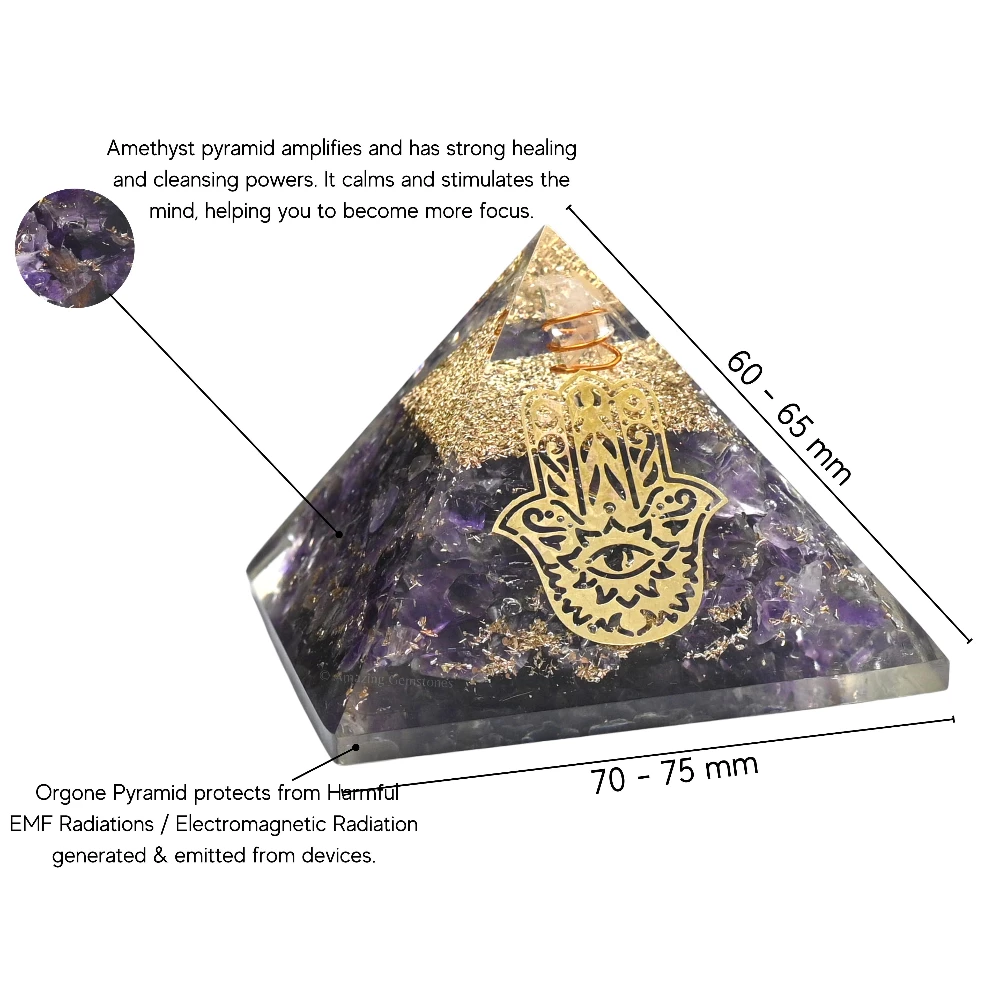 Amethyst Orgone Pyramid - Big Hamsa