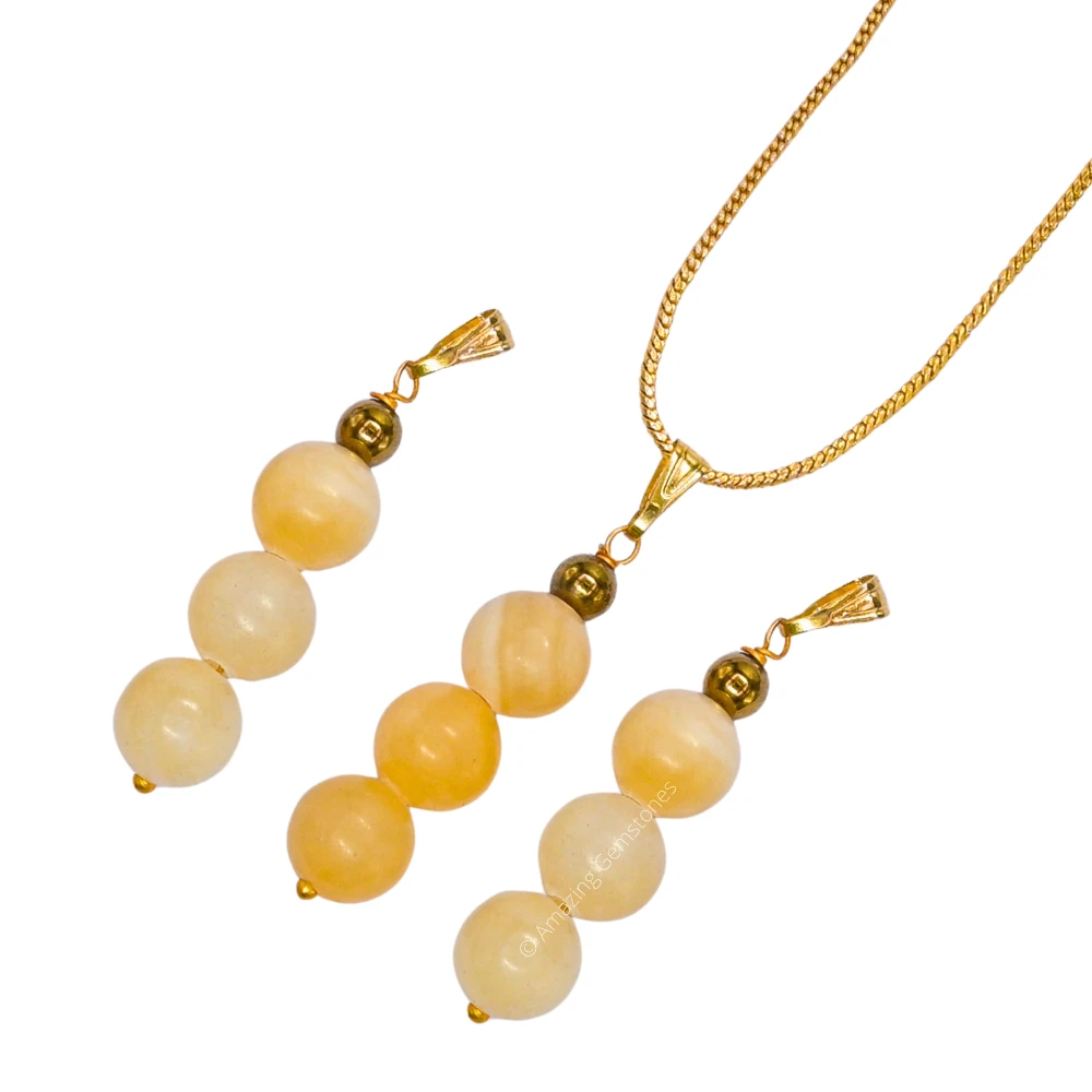 Yellow Calcite Bead Pendant (Gold)