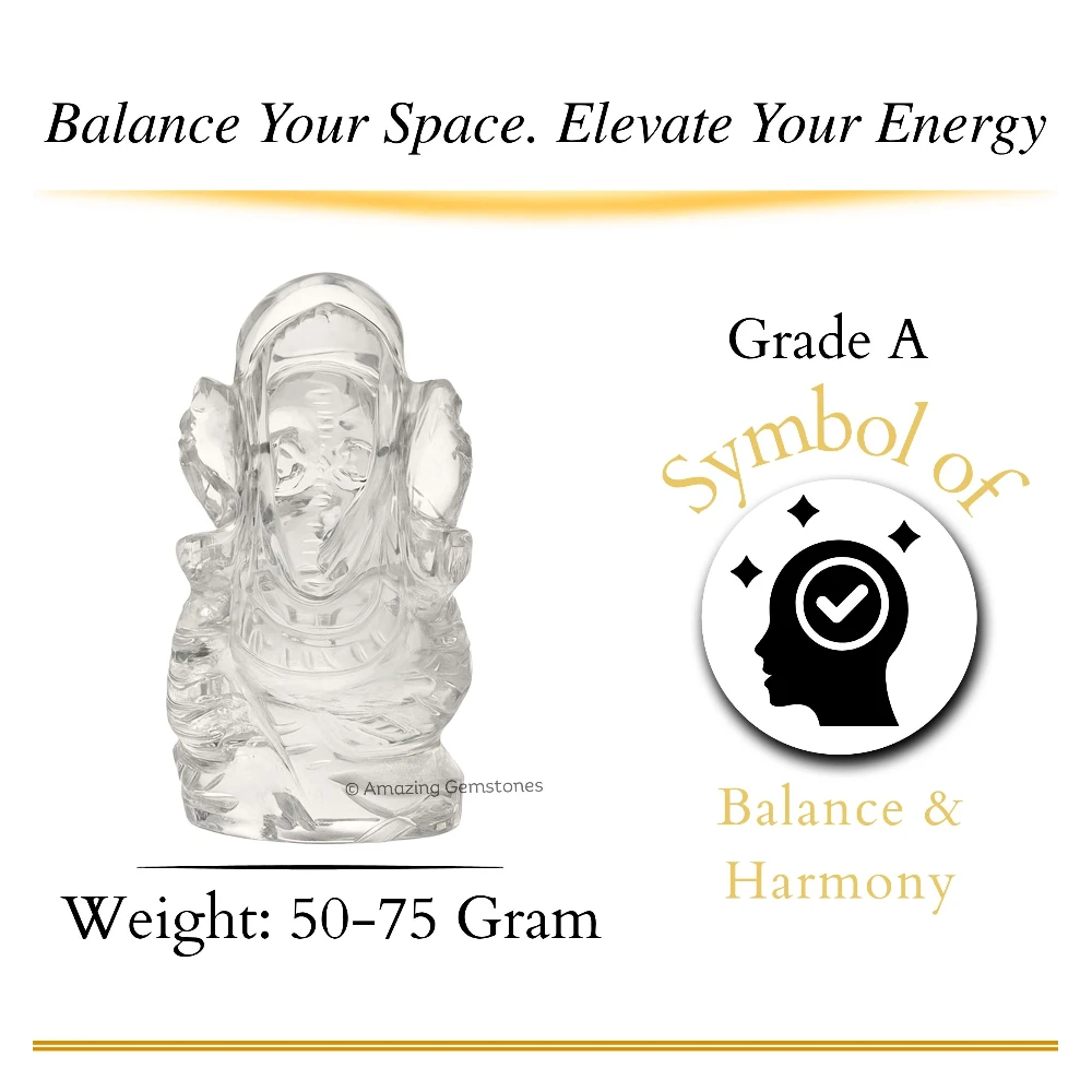 Clear Quartz Ganesh (50-75 Gram)