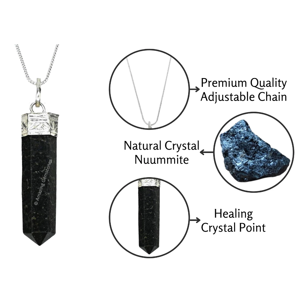 Nuummite Necklace - Pencil Point (Silver)