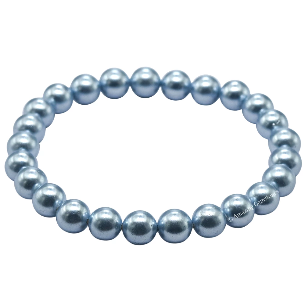 Light Blue Pearl Bracelet (Strechable)