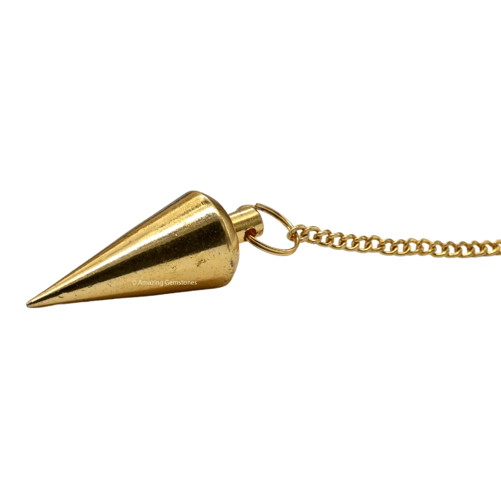 Copper Metal Pendulum - Gold Cone Long Point (MP72)