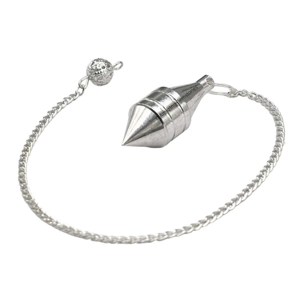 Copper Metal Pendulum - Silver Drum Cone (MP64)